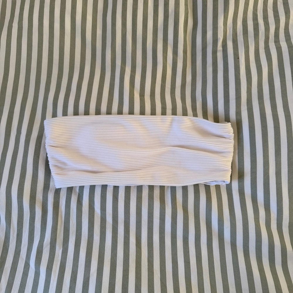 Seafolly White Ribbed Bandeau Swim Top (AU 8 / USA XS) NWOT